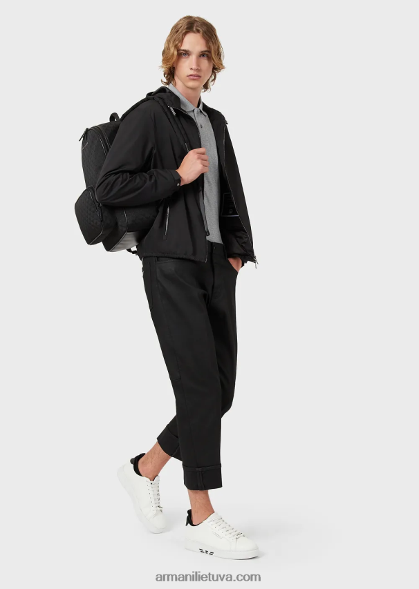 vyrų šviesiai pilka Armani tamprūs pique polo marškinėliai su mikro ereliu 02482X1553