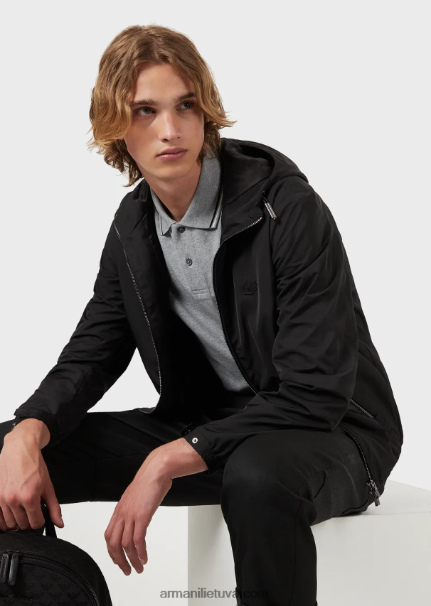 vyrų šviesiai pilka Armani tamprūs pique polo marškinėliai su mikro ereliu 02482X1553