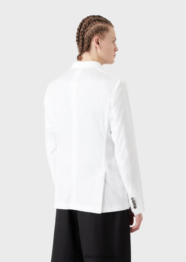 vyrųArmani dvieilis švarkas su atvartais iš lengvo medvilninio atlaso 02482X1025