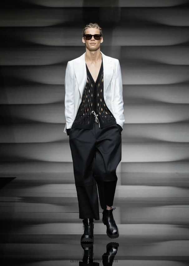 vyrųArmani dvieilis švarkas su atvartais iš lengvo medvilninio atlaso 02482X1025