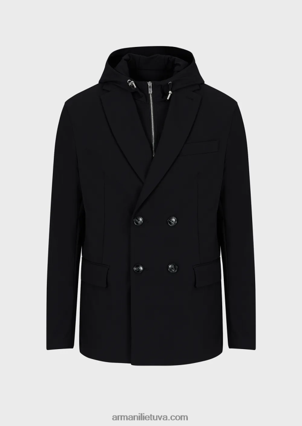 vyrųArmani dvipusis tamprus techninis-nailoninis dvieilis striukė su nuimamu vidiniu skydeliu 02482X1022