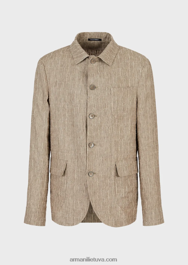 vyrųArmani marškiniai/striukė iš spygliuotos išblukinto lino 02482X1033
