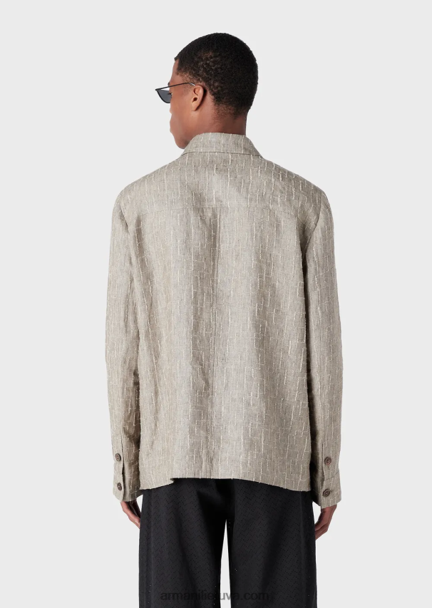 vyrųArmani marškiniai/striukė iš spygliuotos išblukinto lino 02482X1033