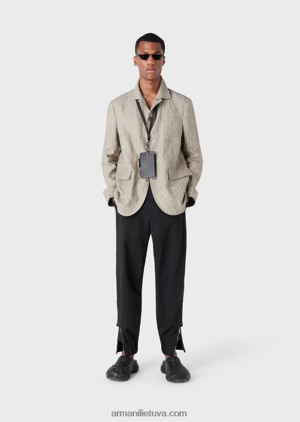 vyrųArmani marškiniai/striukė iš spygliuotos išblukinto lino 02482X1033
