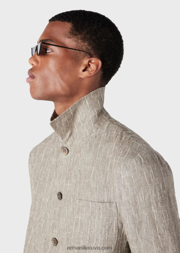vyrųArmani marškiniai/striukė iš spygliuotos išblukinto lino 02482X1033
