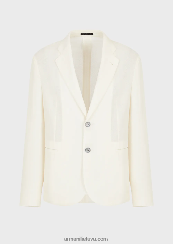 vyrųArmani vienaeilė striukė iš žakardo mikro rašto vilnos krepo 02482X1031