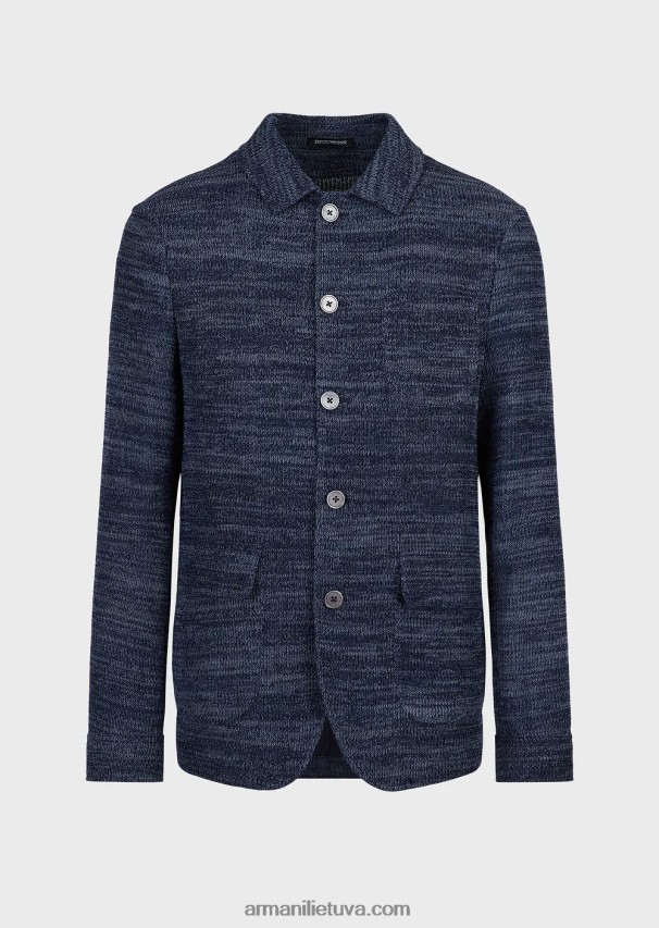 vyrų mėlyna Armani trikotažas su kišenėmis priekyje 02482X1034