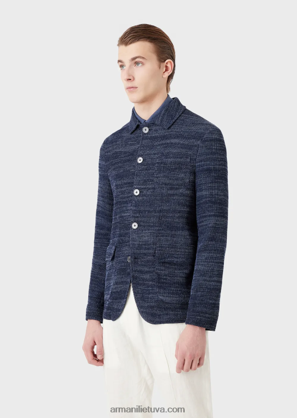 vyrų mėlyna Armani trikotažas su kišenėmis priekyje 02482X1034