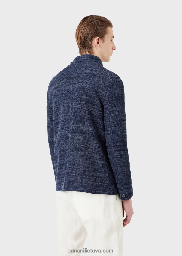 vyrų mėlyna Armani trikotažas su kišenėmis priekyje 02482X1034