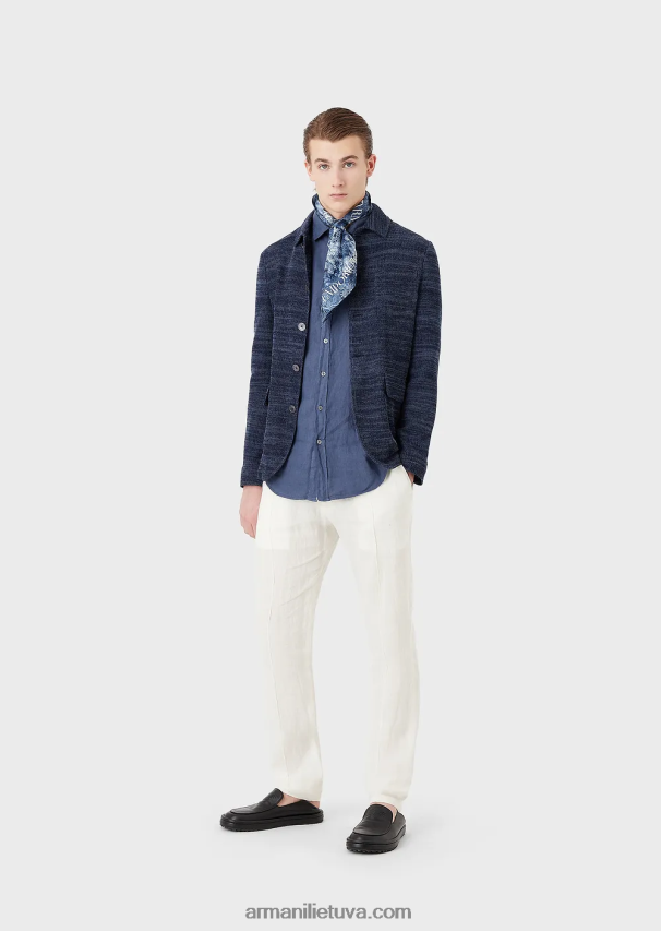 vyrų mėlyna Armani trikotažas su kišenėmis priekyje 02482X1034