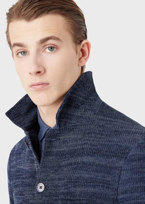 vyrų mėlyna Armani trikotažas su kišenėmis priekyje 02482X1034