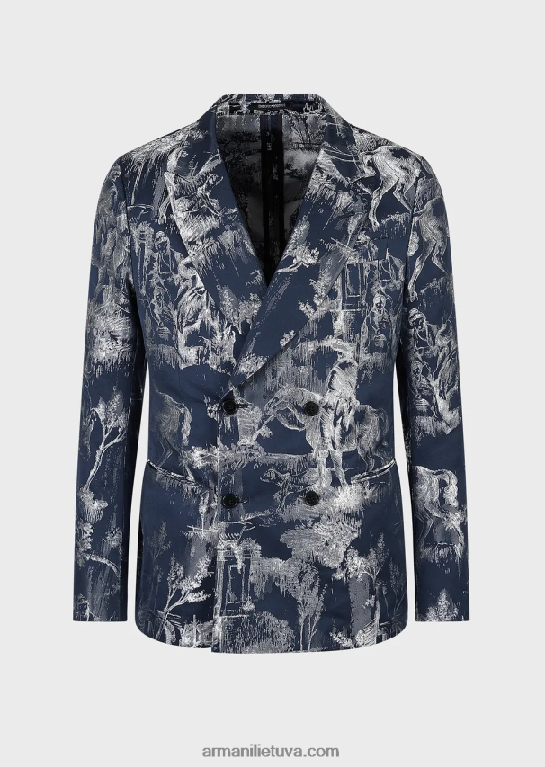 vyrų modelis Armani dvieilis toile de jouy žakardo striukė 02482X1027