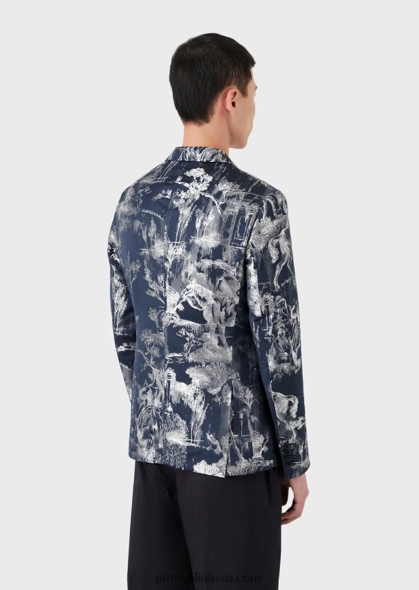 vyrų modelis Armani dvieilis toile de jouy žakardo striukė 02482X1027