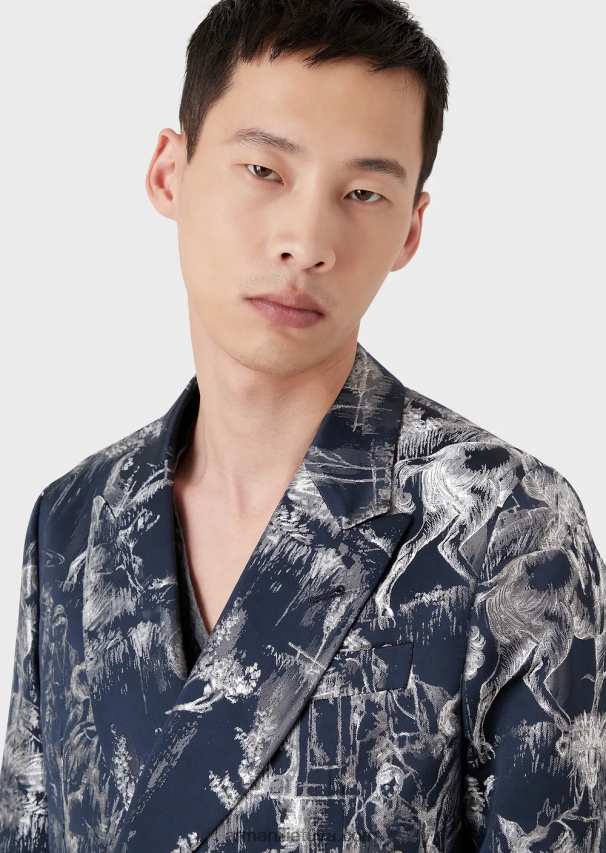 vyrų modelis Armani dvieilis toile de jouy žakardo striukė 02482X1027