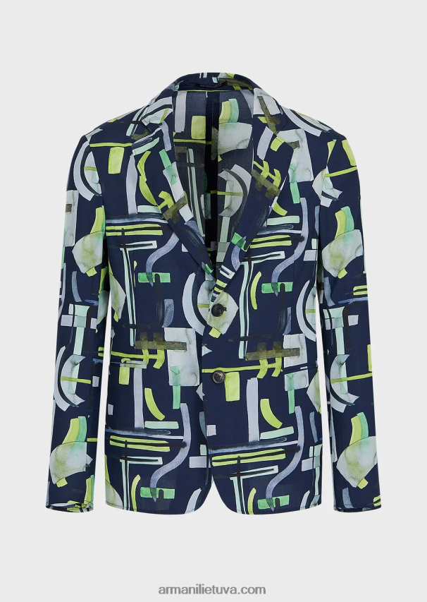 vyrų modelis Armani viso modelio liocelio mišinio vienaeilis švarkas 02482X1036