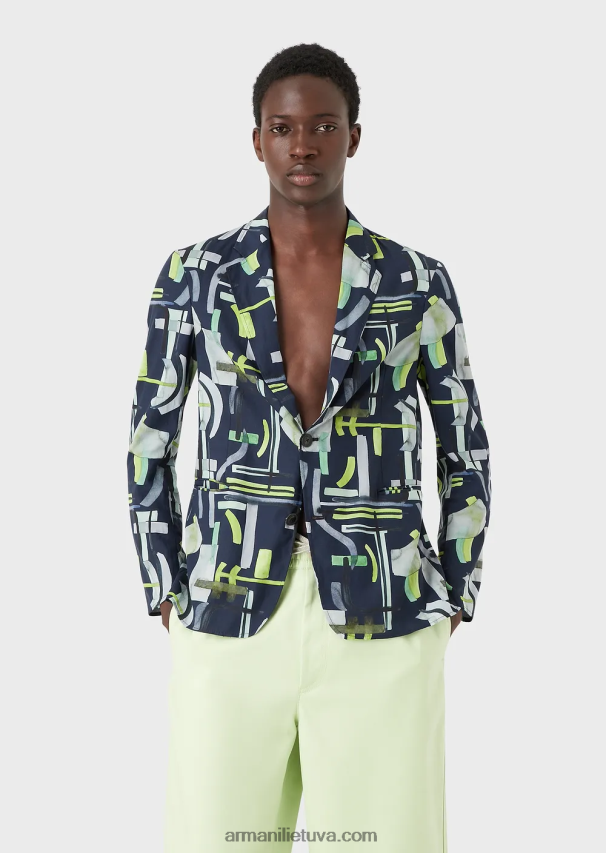 vyrų modelis Armani viso modelio liocelio mišinio vienaeilis švarkas 02482X1036