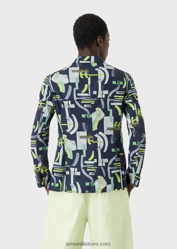 vyrų modelis Armani viso modelio liocelio mišinio vienaeilis švarkas 02482X1036