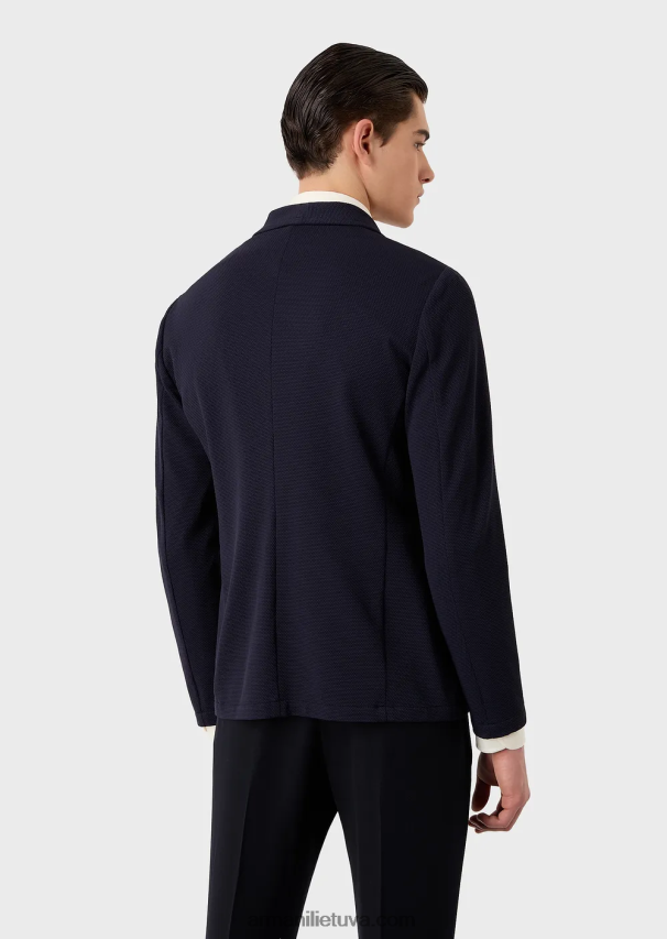 vyrų tamsiai mėlyna Armani dvieilis striukė iš 3d elastingo techninio trikotažo 02482X1021