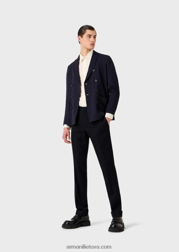 vyrų tamsiai mėlyna Armani dvieilis striukė iš 3d elastingo techninio trikotažo 02482X1021