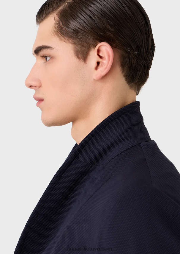 vyrų tamsiai mėlyna Armani dvieilis striukė iš 3d elastingo techninio trikotažo 02482X1021