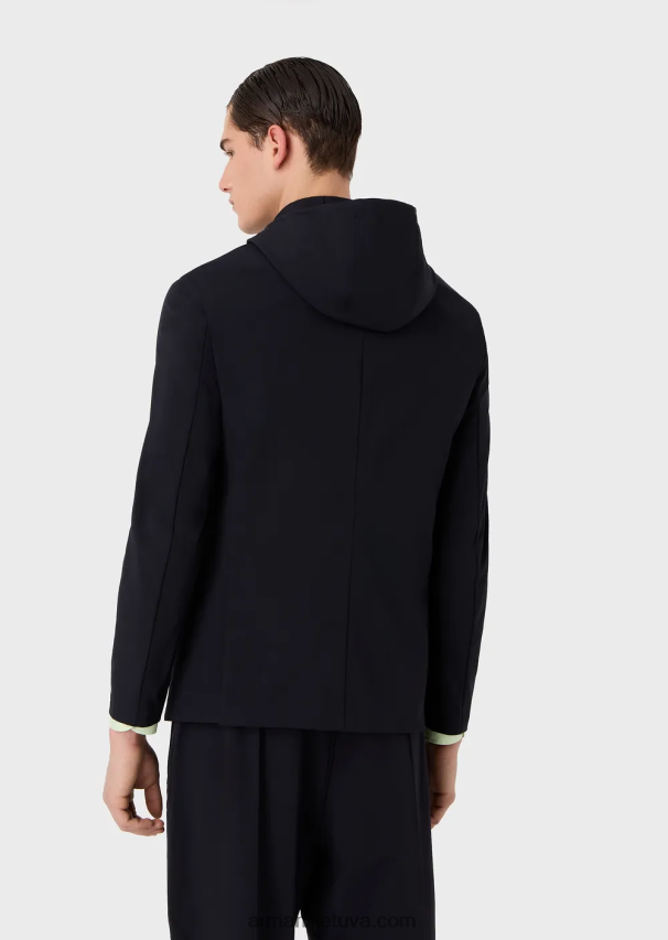 vyrų tamsiai mėlyna Armani dvipusis tamprus techninis-nailoninis dvieilis striukė su nuimamu vidiniu skydeliu 02482X1023