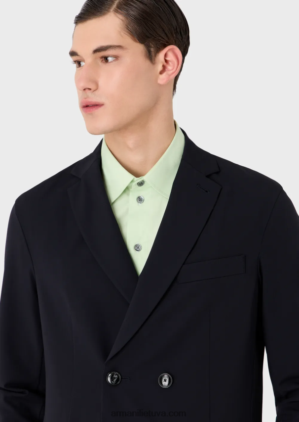 vyrų tamsiai mėlyna Armani dvipusis tamprus techninis-nailoninis dvieilis striukė su nuimamu vidiniu skydeliu 02482X1023