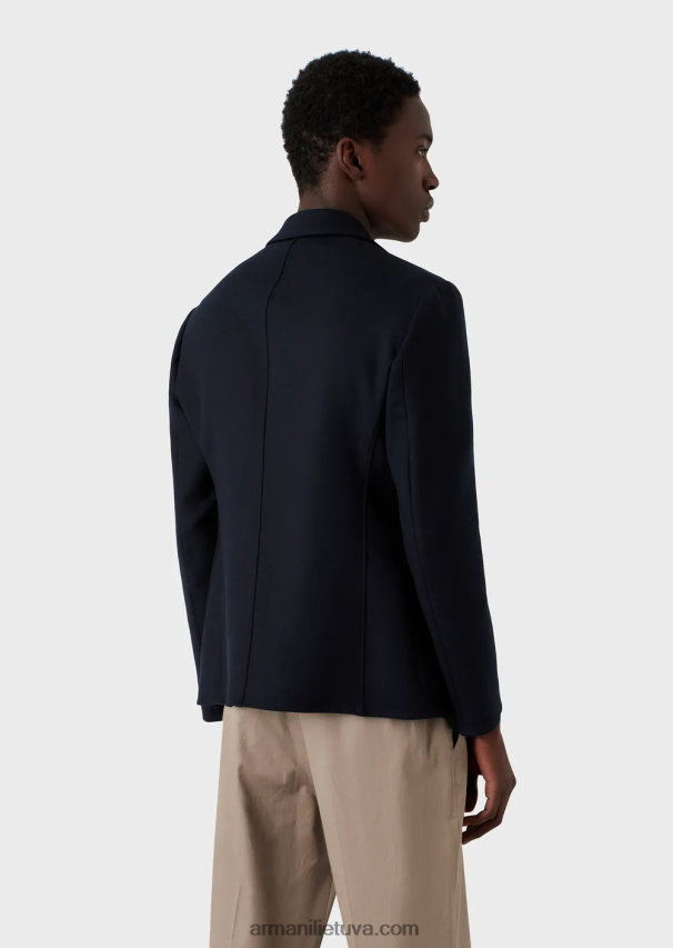 vyrų tamsiai mėlyna Armani vieneilis švarkas iš lengvo nekaltos vilnos audinio 02482X1020