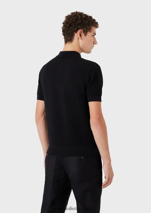 vyrųArmani džemperis su polo marškinėlių tekstūrine apykakle su reljefiniu raštu 02482X1249