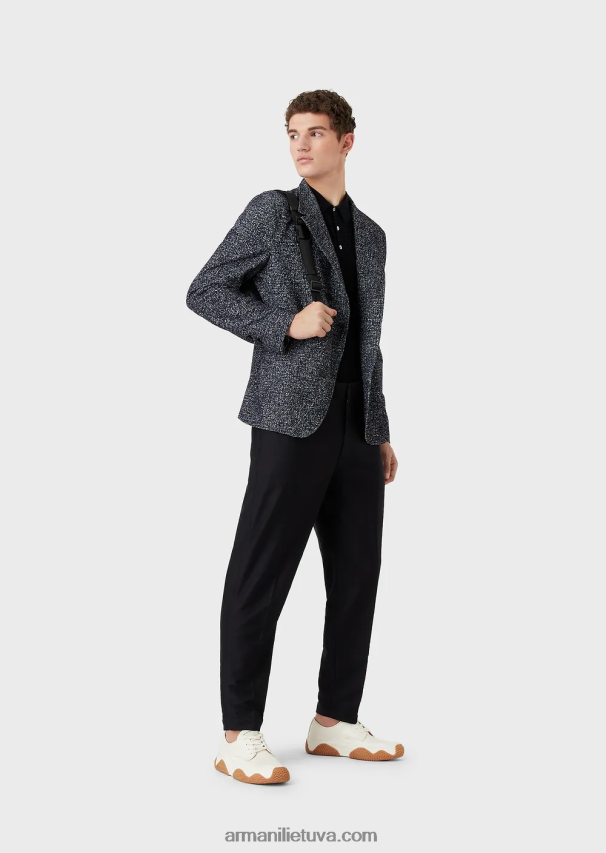 vyrųArmani džemperis su polo marškinėlių tekstūrine apykakle su reljefiniu raštu 02482X1249