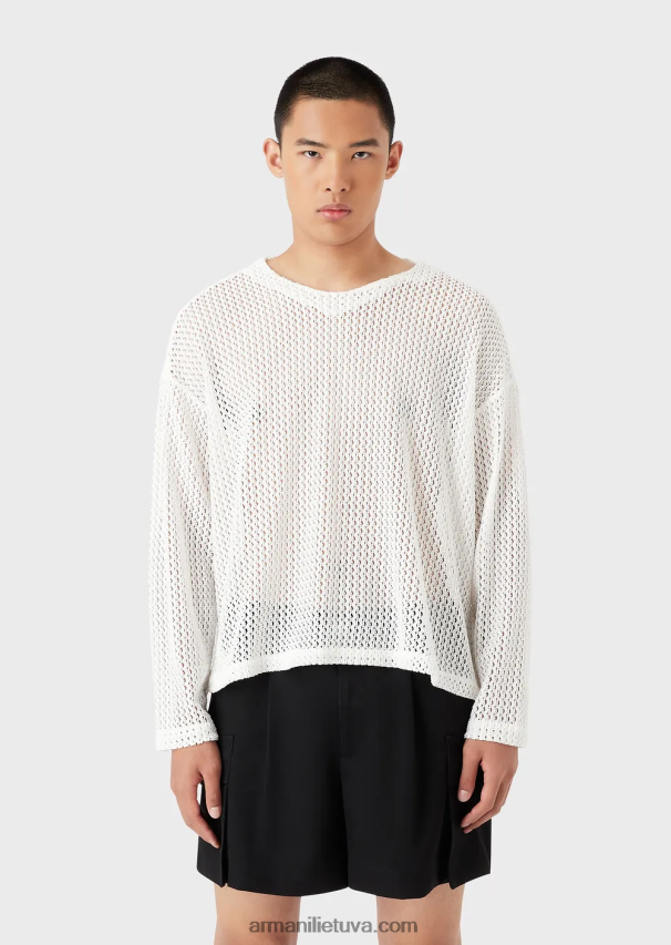vyrųArmani nėrinių efekto armūros nailono tinklelio negabaritinis megztinis 02482X1255