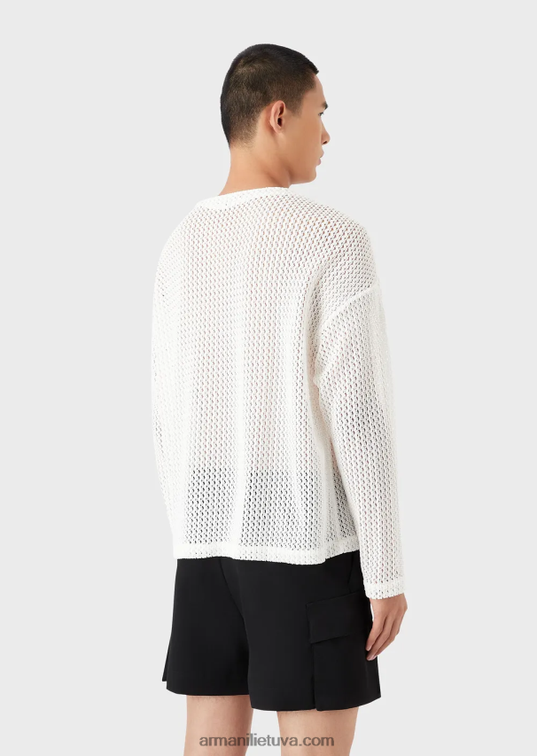 vyrųArmani nėrinių efekto armūros nailono tinklelio negabaritinis megztinis 02482X1255