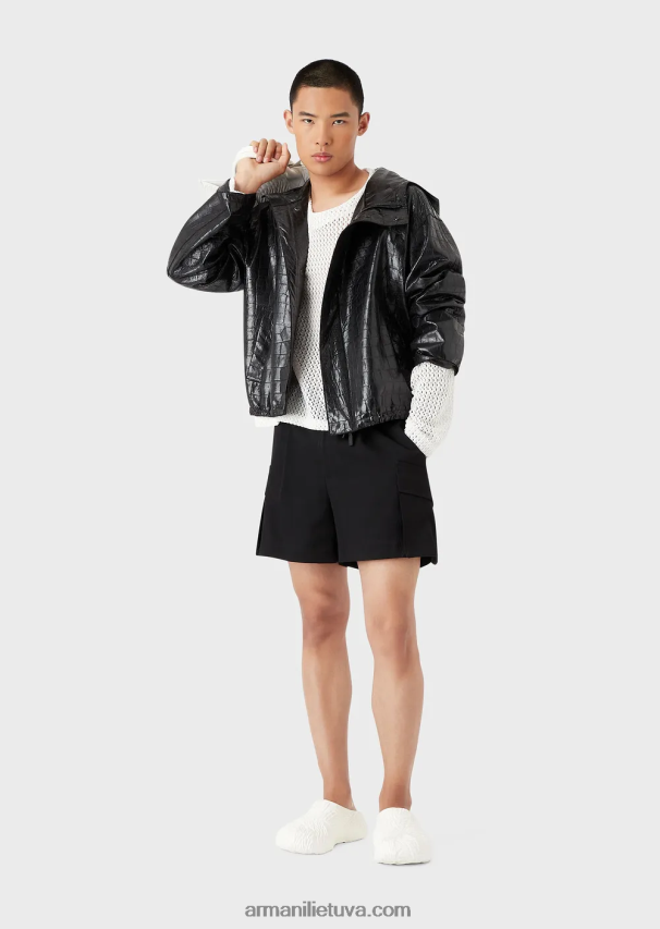 vyrųArmani nėrinių efekto armūros nailono tinklelio negabaritinis megztinis 02482X1255