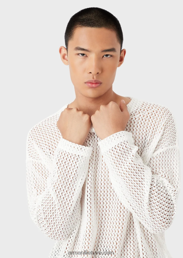 vyrųArmani nėrinių efekto armūros nailono tinklelio negabaritinis megztinis 02482X1255