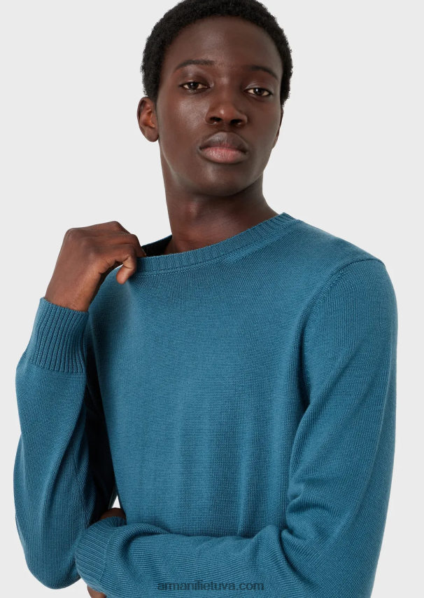 vyrų avio Armani grynos vilnos įprasto kirpimo džemperis 02482X1217