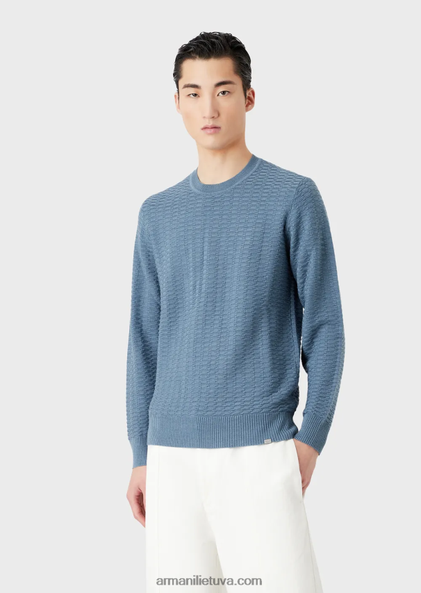 vyrų avio Armani raštuotas dygsnio vilnos ir liocelio mišinio megztinis 02482X1229