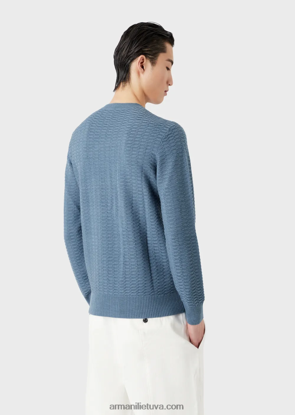 vyrų avio Armani raštuotas dygsnio vilnos ir liocelio mišinio megztinis 02482X1229