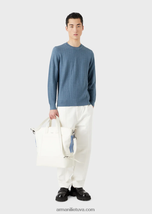 vyrų avio Armani raštuotas dygsnio vilnos ir liocelio mišinio megztinis 02482X1229