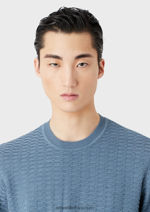 vyrų avio Armani raštuotas dygsnio vilnos ir liocelio mišinio megztinis 02482X1229