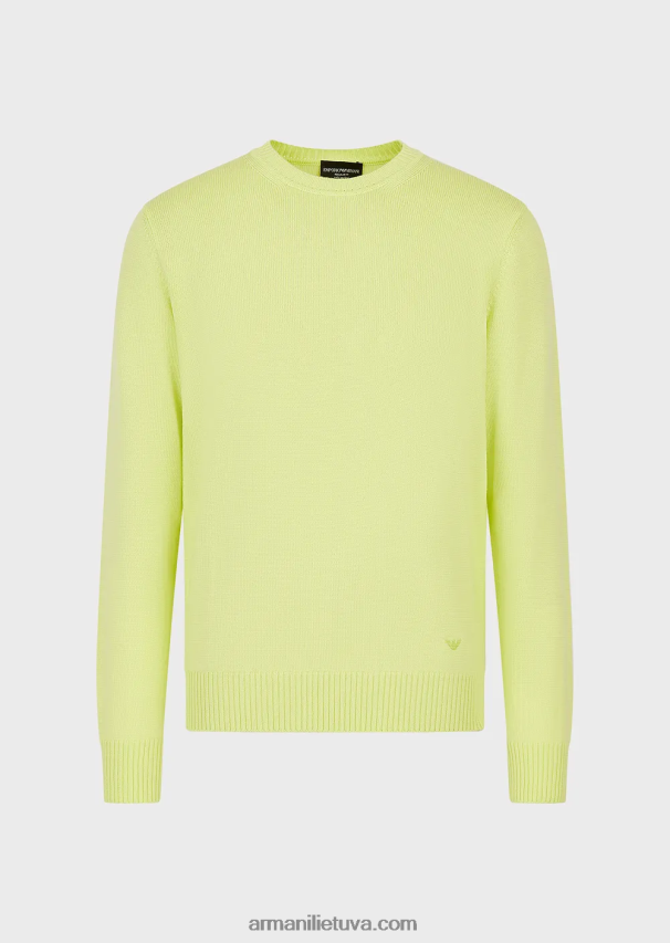 vyrų geltona Armani grynos vilnos įprasto kirpimo džemperis 02482X1219