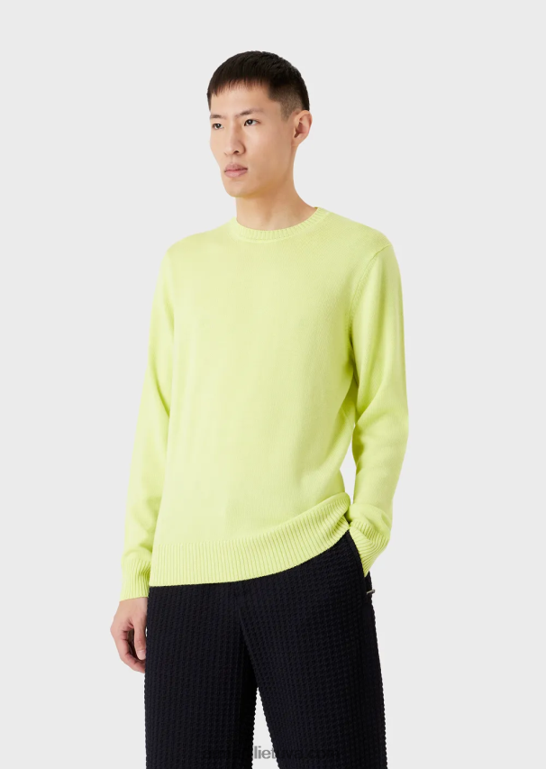 vyrų geltona Armani grynos vilnos įprasto kirpimo džemperis 02482X1219