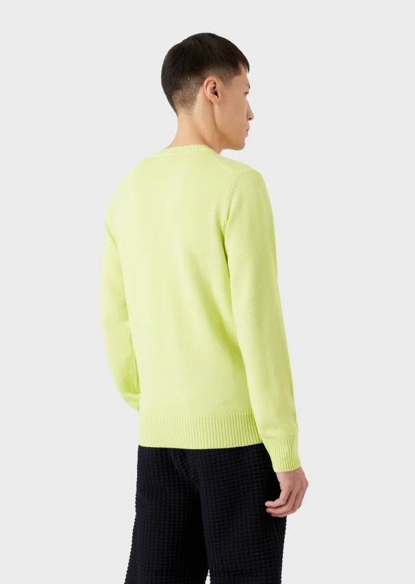 vyrų geltona Armani grynos vilnos įprasto kirpimo džemperis 02482X1219