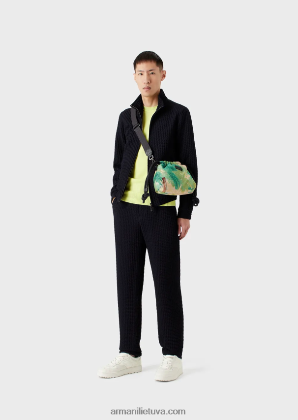 vyrų geltona Armani grynos vilnos įprasto kirpimo džemperis 02482X1219