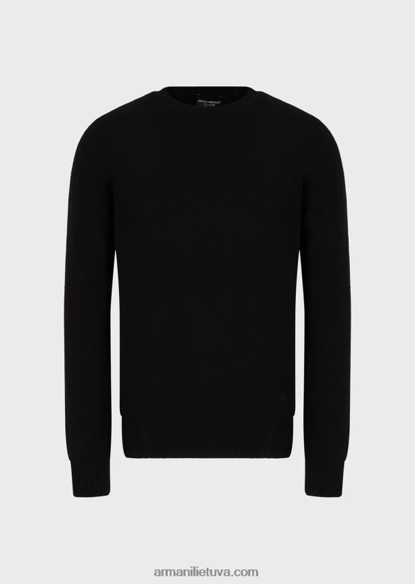vyrų juodas Armani gryno kašmyro džemperis su kaklu 02482X1266