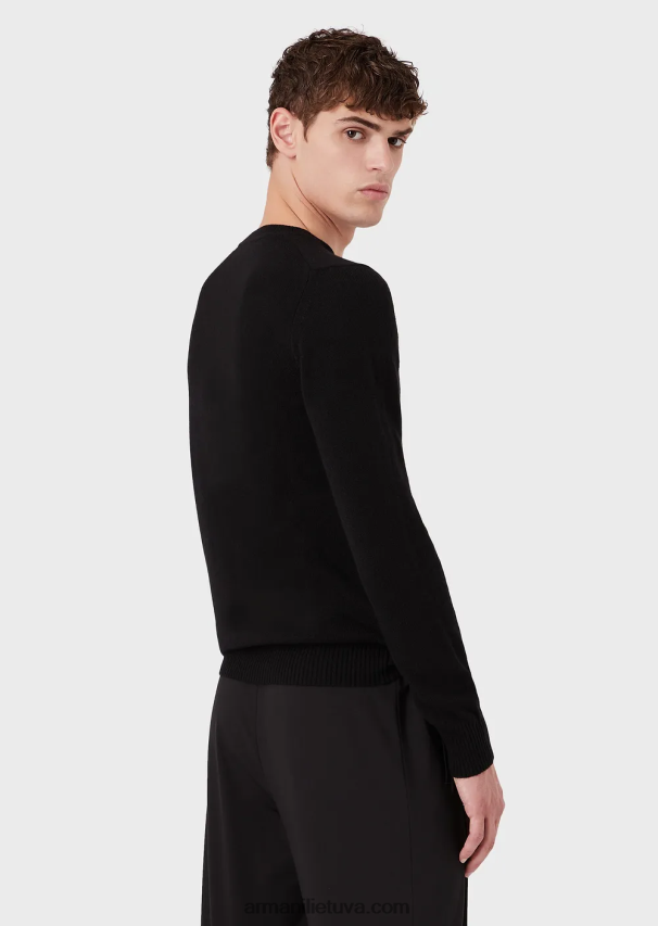 vyrų juodas Armani gryno kašmyro džemperis su kaklu 02482X1266