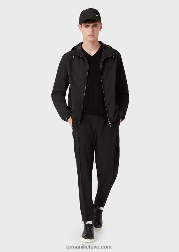 vyrų juodas Armani gryno kašmyro megztinis V formos iškirpte 02482X1269