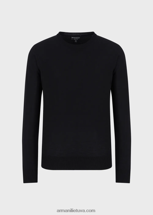 vyrų juodas Armani megztas grynos vilnos megztinis 02482X1260