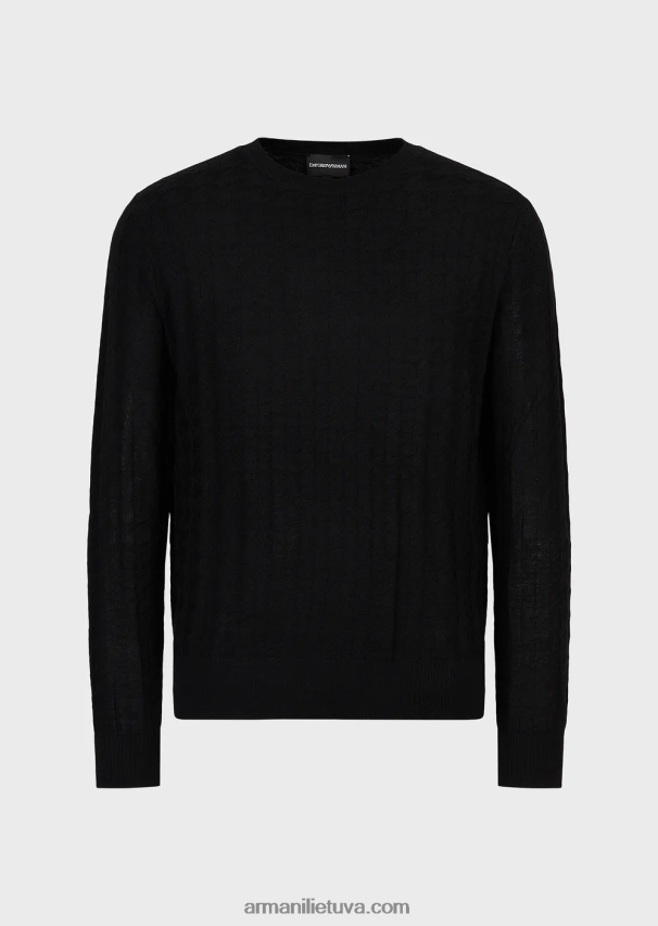 vyrų juodas Armani vilnos džemperis su skaliko danties motyvu 02482X1239