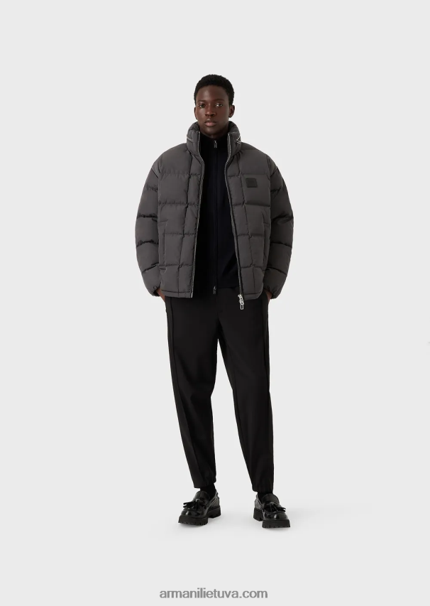 vyrų juodas Armani vilnos megztinis su pilnai užtrauktuku 02482X1271