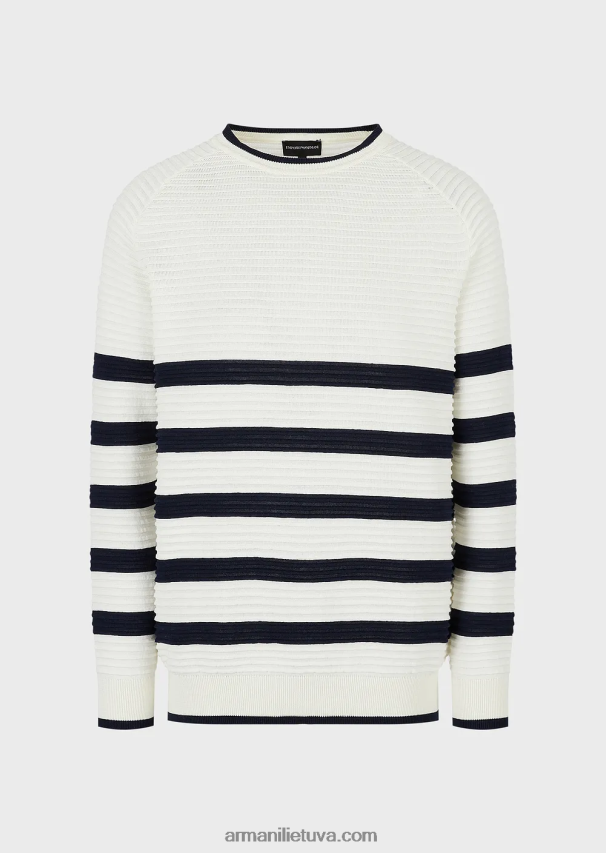 vyrų pieno baltumo Armani dryžuotas Osmanų džemperis 02482X1213