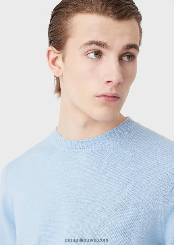 vyrų tamsiai mėlyna Armani grynos vilnos įprasto kirpimo džemperis 02482X1218